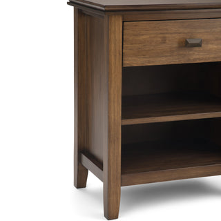Sunvega Rustic Natural Aged Brown Solid Wood Handcrafted Bedside Table with Drawer