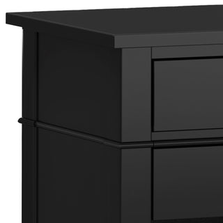 Sunvega Handcrafted Solid Wood Black Transitional Bedside Table with Two Drawers