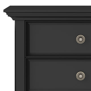 Sunvega Black Solid Wood Nightstand with Two Drawers for Bedroom