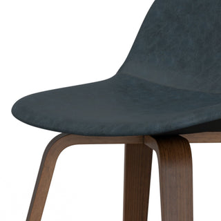 Sunvega Distressed Blue Vegan Faux Leather Upholstered Bentwood Bar Stools Set of 2