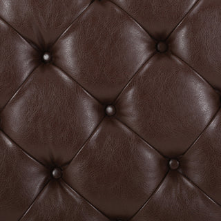 Sunvega Round Ottoman with Faux Leather Upholstery and Open Shelf for Living Room