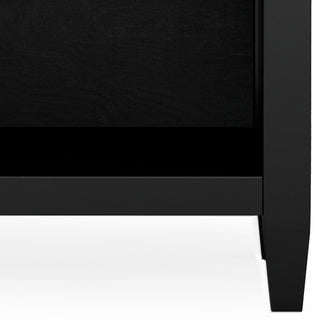 Sunvega Handcrafted Solid Wood Black Transitional Bedside Table with Two Drawers