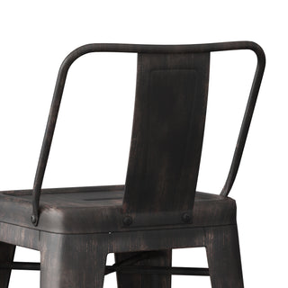 Sunvega Industrial Metal Counter Height Stool Set of 2 in Distressed Black