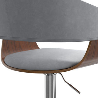 Sunvega Adjustable Swivel Bar Stool with Footrest in Stone Grey Faux Leather