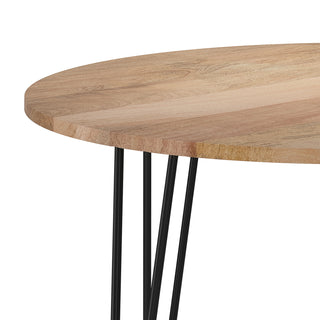 Sunvega Handcrafted Natural Mango Wood Round Dining Table with Hairpin Legs