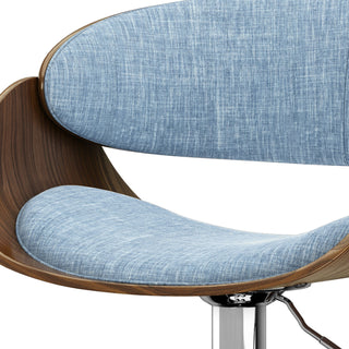 Sunvega Adjustable Swivel Bar Stool with Denim Blue Upholstery and Chrome Base