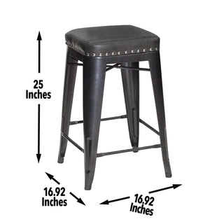 Sunvega 24 Inch Counter Stool Set of 2 with Upholstered Seat and Metal Footrest