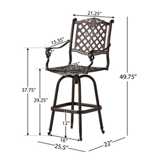 Sunvega Traditional Swivel Aluminum Bar Stool with Diamond Lattice Design