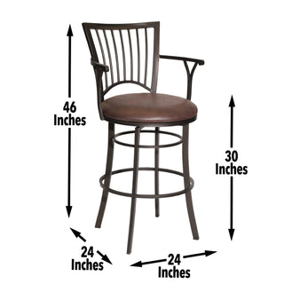 Sunvega 30 Inch Swivel Barstool with Armrest and Footrest for 42 Inch Counters