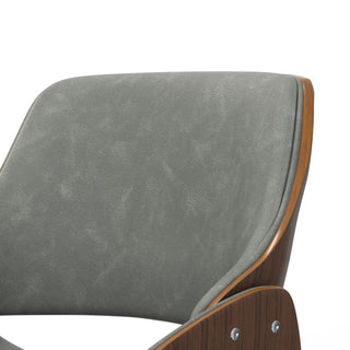 Sunvega Distressed Grey Vegan Faux Leather Upholstered Bentwood Dining Chair