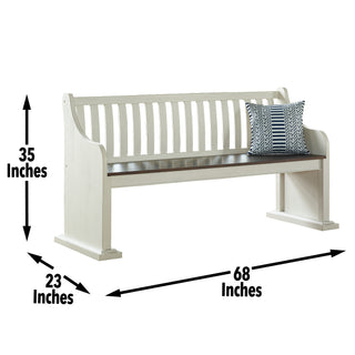 Sunvega White Farmhouse Bench With Back Lift Top Hidden Storage