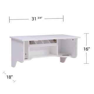 Sunvega White Wall Mount Vanity Ledge with Mirror and Hair Dryer Holsters