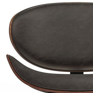 Sunvega Distressed Brown Vegan Faux Leather Upholstered Mid Century Modern Dining Chair