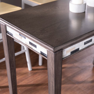 Sunvega Traditional Counter Height Table with Black and White Marble Apron