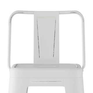 Sunvega Industrial Metal Bar Stool Set of 2 with Curved Back and Foot Rest