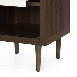 Sunvega Mid-Century Modern Nightstand with Drawer and Shelf for Bedroom Storage