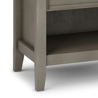 Sunvega Handcrafted Solid Wood Farmhouse Grey Bedside Table with Drawers