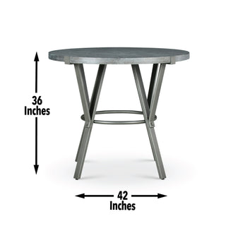 Sunvega Dark Gray Round Counter Table with Iron Base and Wood Veneer Top