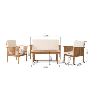 Sunvega Acacia Wood Outdoor Chat Set with Water-Resistant Cushions for Patio