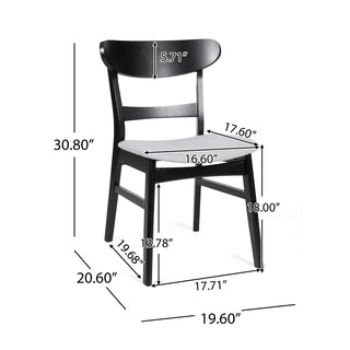 Sunvega Mid-Century Modern Upholstered Dining Chairs with Rubberwood Legs Set of 2