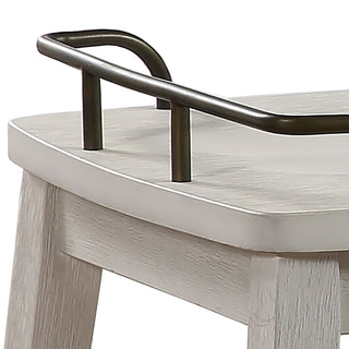 Sunvega Counter Stool with Shaped Seat and Oil-Rubbed Brass Galley Rail in Ivory