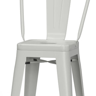 Sunvega White Metal Counter Height Stools with Curved Back and Footrest Set of 2