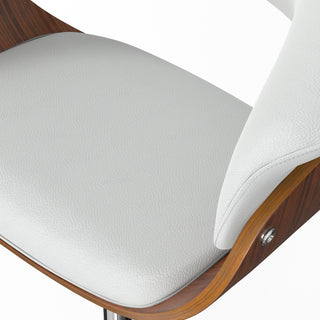 Sunvega Adjustable Swivel Bar Stool with White Vegan Faux Leather Upholstery