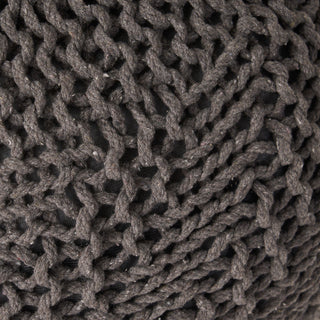 Sunvega Handmade Knit Weave Round Pouf from Recycled PET Yarn for Indoor Outdoor