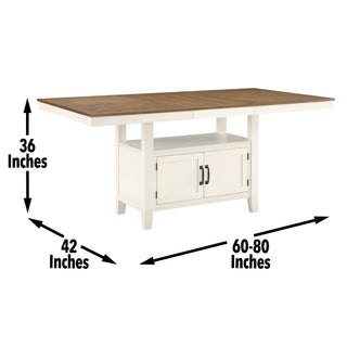 Sunvega Brown Asian Hardwood Counter Table with Hidden Storage and Distressed Top