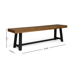 Sunvega Acacia Wood Outdoor Bench Set with Slat Design and Teak Finish