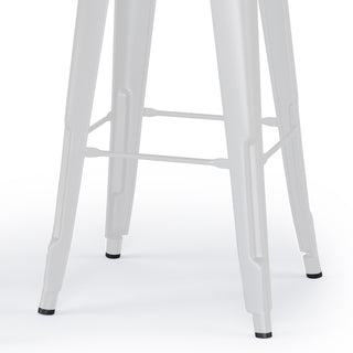 Sunvega White Metal and Wood Bar Stools with Curved Back and Footrest Set of 2