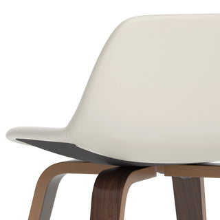 Sunvega Cream Faux Leather Upholstered Bentwood Counter Bar Stools Set of 2