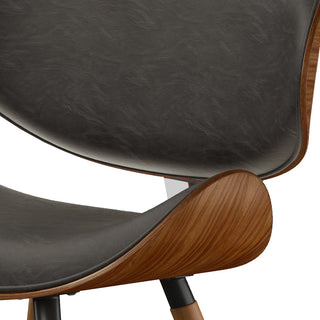 Sunvega Distressed Brown Vegan Faux Leather Upholstered Mid Century Modern Dining Chair