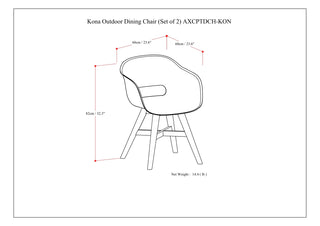 Sunvega Outdoor Dining Chairs with Acacia Wood Legs and Taupe Plastic Seat Set of 2
