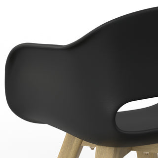 Sunvega Solid Acacia Wood and Plastic Outdoor Dining Chairs Set of 2 Black
