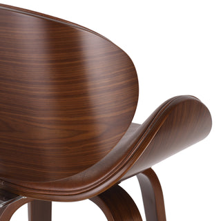 Sunvega Mid-Century Modern Swivel Barstool with Faux Leather Upholstery and Walnut Frame