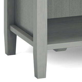 Sunvega Fog Grey Solid Wood Nightstand with Two Drawers and Open Shelf