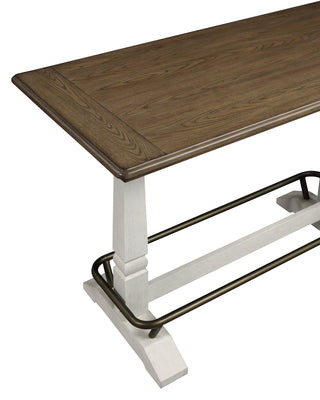 Sunvega White Gathering Table with Plank Top and Double Pedestal Base for Six