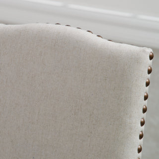 Sunvega Beige Polyester Upholstered Dining Chair with Bronze Studs