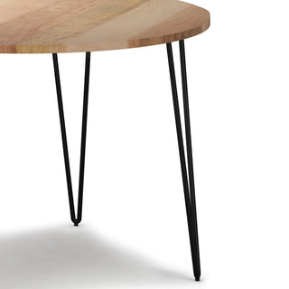 Sunvega Handcrafted Natural Mango Wood Round Dining Table with Hairpin Legs