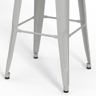 Sunvega Industrial White Metal Bar Stools with Curved Back and Footrest Set of 2
