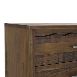 Sunvega Mocha Finish Brazilian Pine 5-Drawer Chest with Antique Silver Hardware