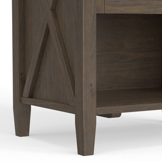 Sunvega Handcrafted Solid Wood Smoky Brown Bedside Table with Drawer and Storage