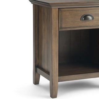 Sunvega Rustic Natural Aged Brown Solid Wood Bedside Table with Drawer
