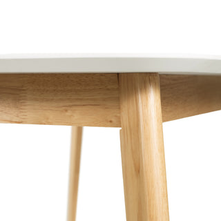 Sunvega Mid-Century Modern Dining Table with Faux Wood Top and Rubberwood Legs