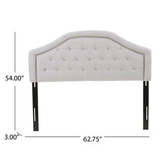Sunvega Queen Size Upholstered Headboard with Tufted Diamond Stitch and Nailhead Trim