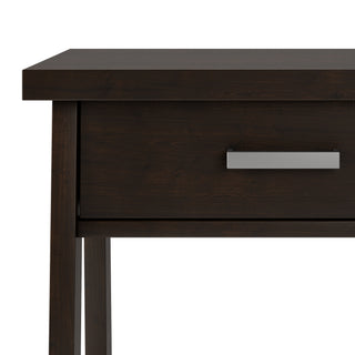 Sunvega Dark Chestnut Brown Solid Wood Industrial Style Sawhorse Side Table with Drawer