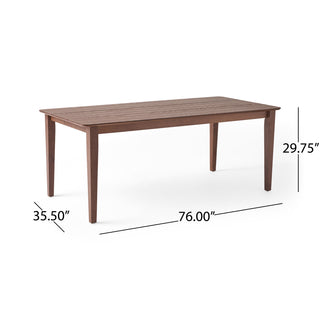 Sunvega Rubberwood Farmhouse Dining Table with Square Legs and Slatted Top