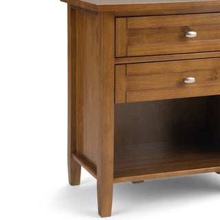 Sunvega Light Golden Brown Solid Wood Transitional Nightstand with Two Drawers