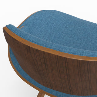 Sunvega Blue Linen Look Bentwood Dining Chair with Curved Padded Seat and Back